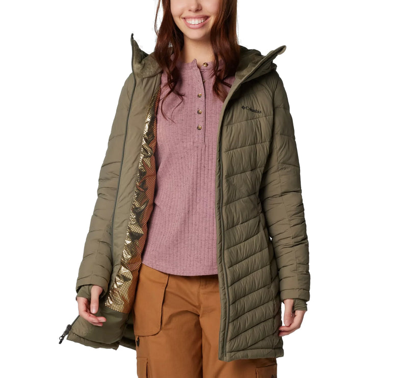 Columbia Women's Joy Peak II Mid Hooded Jacket Stone Green