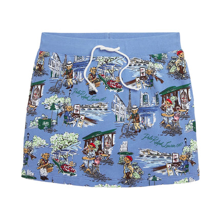 Polo Ralph Lauren Girl's Polo Bear Paris-Print French Terry Skirt Paris Bear