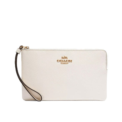 Coach Women's Large Corner Zip Wristlet Gold/Chalk