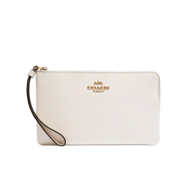 Coach Women's Large Corner Zip Wristlet Gold/Chalk