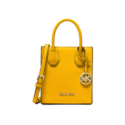 Michael Kors Women's Mercer Extra Small Pebbled Leather Crossbody Bag Jasmine Yellow