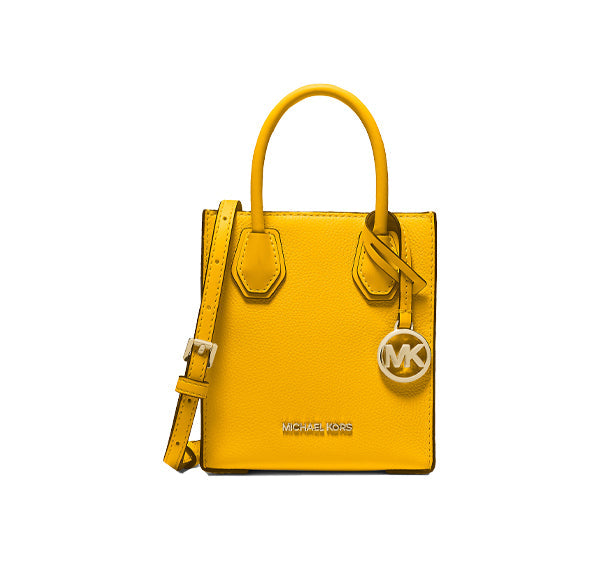 Michael Kors Women's Mercer Extra Small Pebbled Leather Crossbody Bag Jasmine Yellow