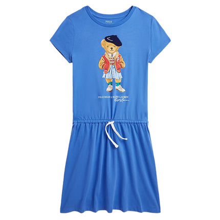 Polo Ralph Lauren Girl's Polo Bear Cotton Jersey Dress New England Blue