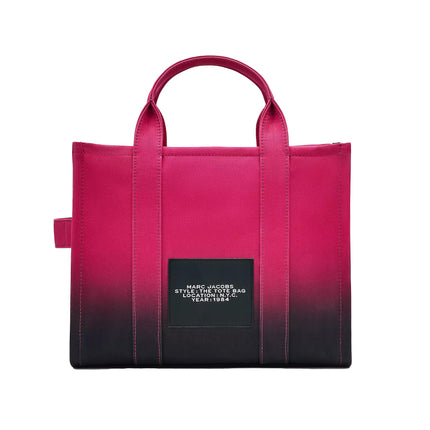 Marc Jacobs Women's The Ombré Coated Canvas Medium Tote Bag Black Hot Pink