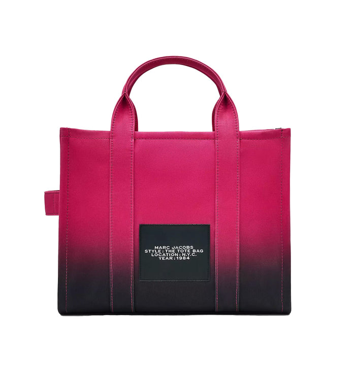 Marc Jacobs Women's The Ombré Coated Canvas Medium Tote Bag Black Hot Pink