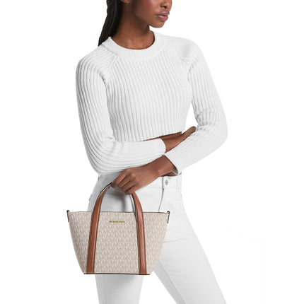 Michael Kors Women's Pratt Small Signature Logo Tote Bag Vanilla