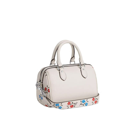 Coach Women's Mini Rowan Crossbody With Floral Print Silver/Chalk Multi