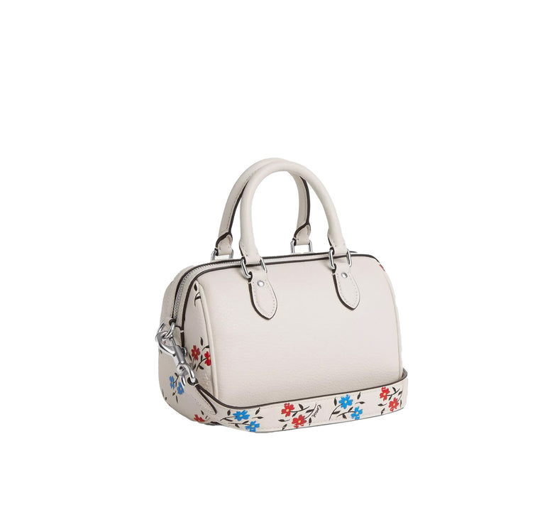 Coach Women's Mini Rowan Crossbody With Floral Print Silver/Chalk Multi