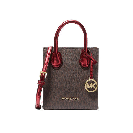 Michael Kors Women's Mercer Extra Small Signature Logo Crossbody Bag Crimson