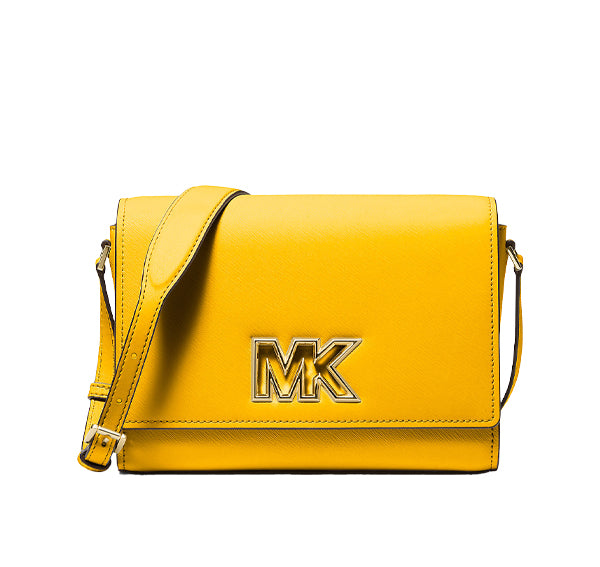 Michael Kors Women's Mimi Medium Leather Messenger Bag Jasmine Yellow