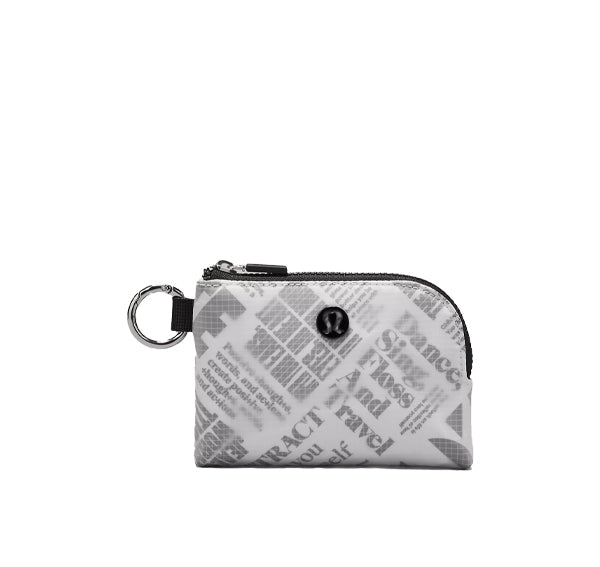 lululemon unisex Clippable Card Pouch Manifesto Print White Black