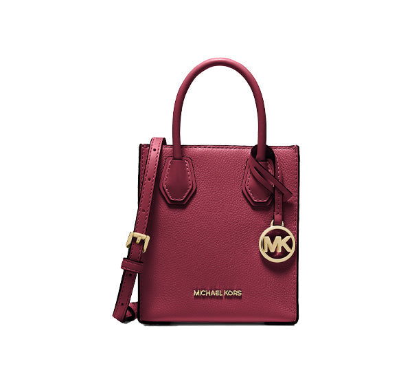 Michael Kors Women's Mercer Extra Small Pebbled Leather Crossbody Bag Mulberry