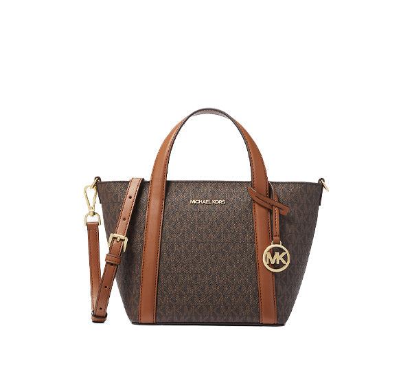 Michael Kors Women's Pratt Small Signature Logo Tote Bag Brown