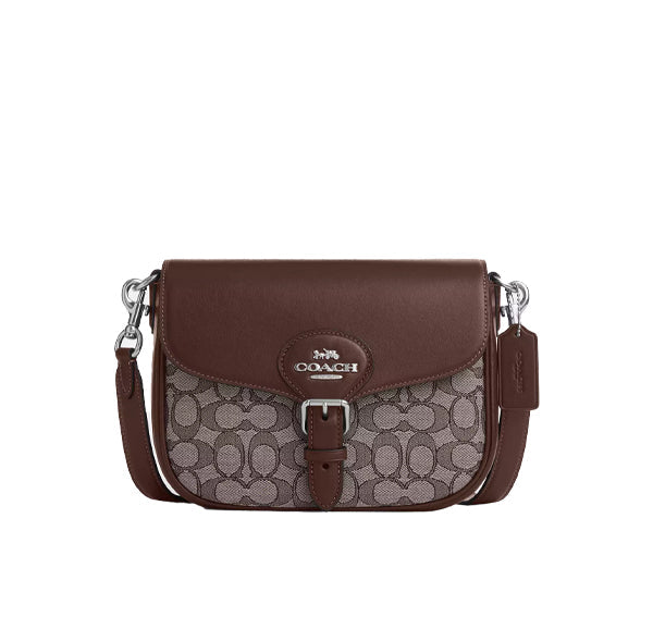 Coach Women's Amelia Saddle Bag In Signature Jacquard Silver/Oak/Maple