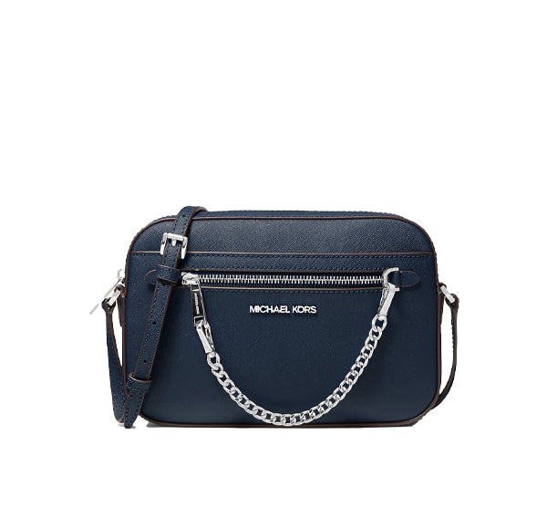 Michael Kors Women's Jet Set Large Saffiano Leather Crossbody Bag Navy