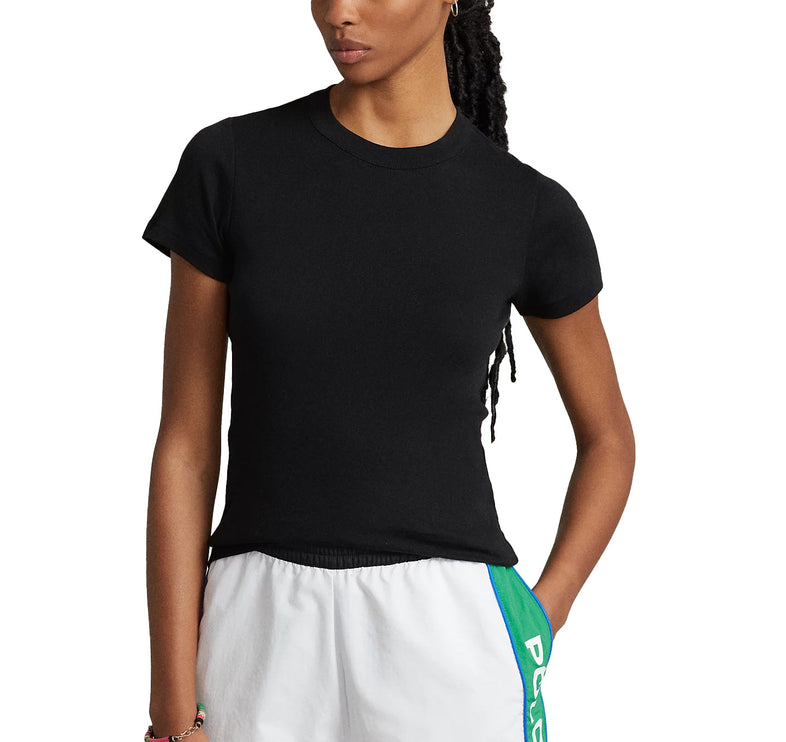 Polo Ralph Lauren Women's Ribbed Cotton Tee Polo Black