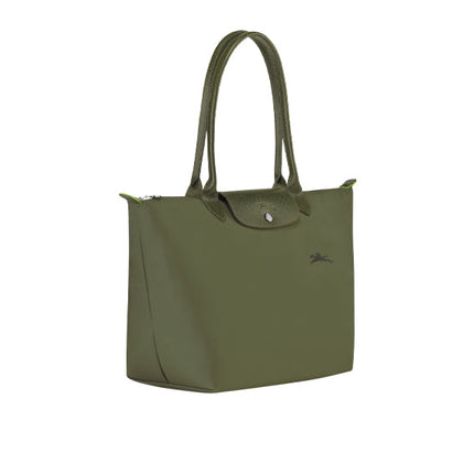 Longchamp Women's Le Pliage Green L Tote Bag Forest Recycled Canvas