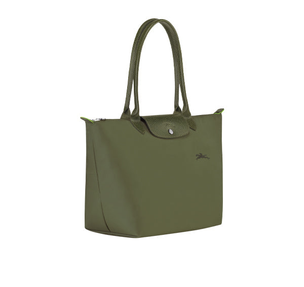 Longchamp Women's Le Pliage Green L Tote Bag Forest Recycled Canvas