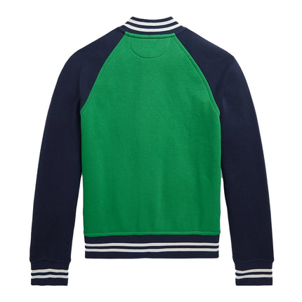 Polo Ralph Lauren Boy's Color Blocked Fleece Baseball Jacket Preppy Green Navy