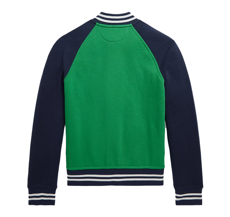 Polo Ralph Lauren Boy's Color Blocked Fleece Baseball Jacket Preppy Green Navy