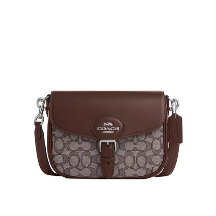 Coach Women's Amelia Saddle Bag In Signature Jacquard Silver/Oak/Maple