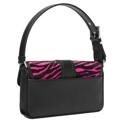 Michael Kors Women's Colby Medium Zebra Print Calf Hair Shoulder Bag Cerise Multi