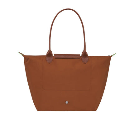 Longchamp Women's Le Pliage Green L Tote Bag Cognac Recycled Canvas