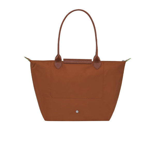 Longchamp Women's Le Pliage Green L Tote Bag Cognac Recycled Canvas