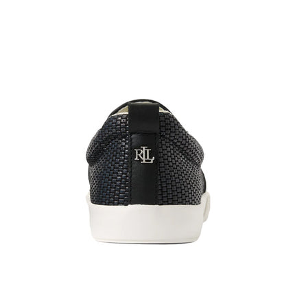 Polo Ralph Lauren Women's Haddley Leather Trim Straw Sneaker Black