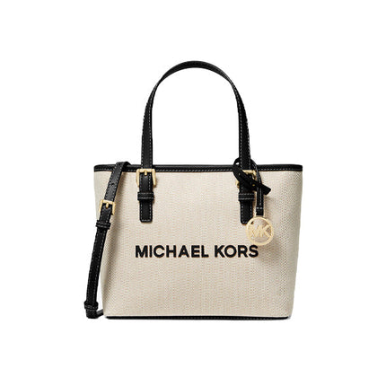 Michael Kors Women's Jet Set Travel Extra-Small Canvas Top-Zip Tote Bag Black