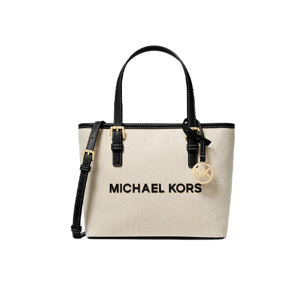 Michael Kors Women's Jet Set Travel Extra-Small Canvas Top-Zip Tote Bag Black