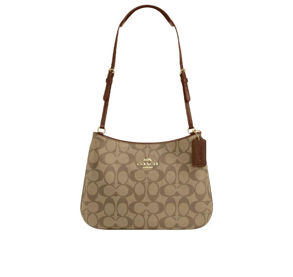 Coach Women's Penelope Shoulder Bag In Signature Canvas Gold/Khaki Saddle 2