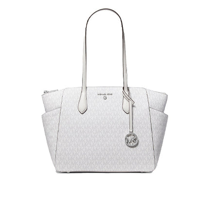 Michael Kors Women's Marilyn Medium Logo Tote Bag Bright White