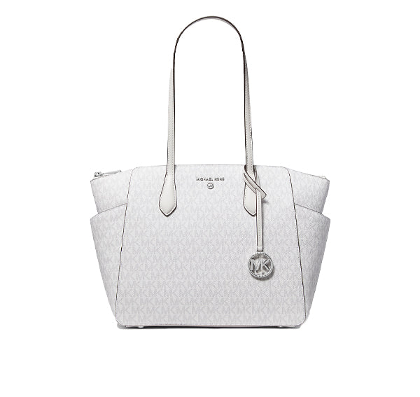 Michael Kors Women's Marilyn Medium Logo Tote Bag Bright White