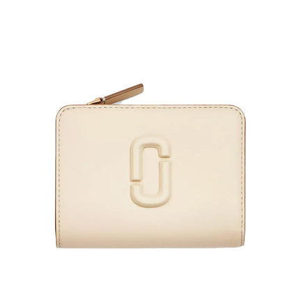 Marc Jacobs Women's The Leather J Marc Mini Compact Wallet Cloud White