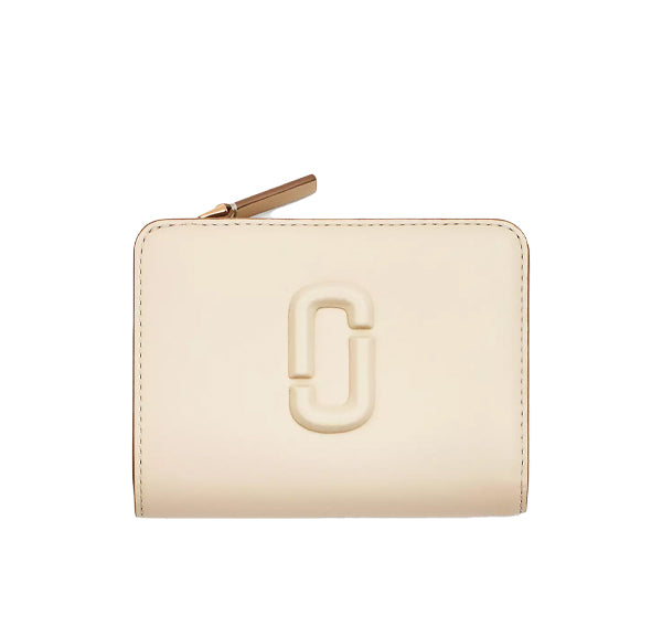 Marc Jacobs Women's The Leather J Marc Mini Compact Wallet Cloud White