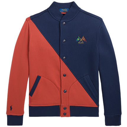 Polo Ralph Lauren Boy's Nautical Flag Fleece Baseball Jacket Post Red Newport Navy