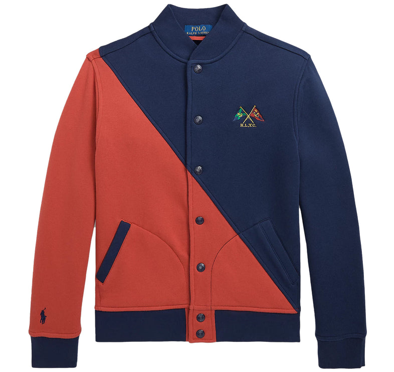 Polo Ralph Lauren Boy's Nautical Flag Fleece Baseball Jacket Post Red Newport Navy