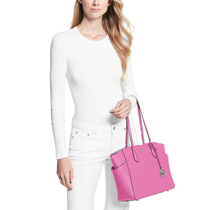 Michael Kors Women's Marilyn Medium Saffiano Leather Tote Bag Cerise