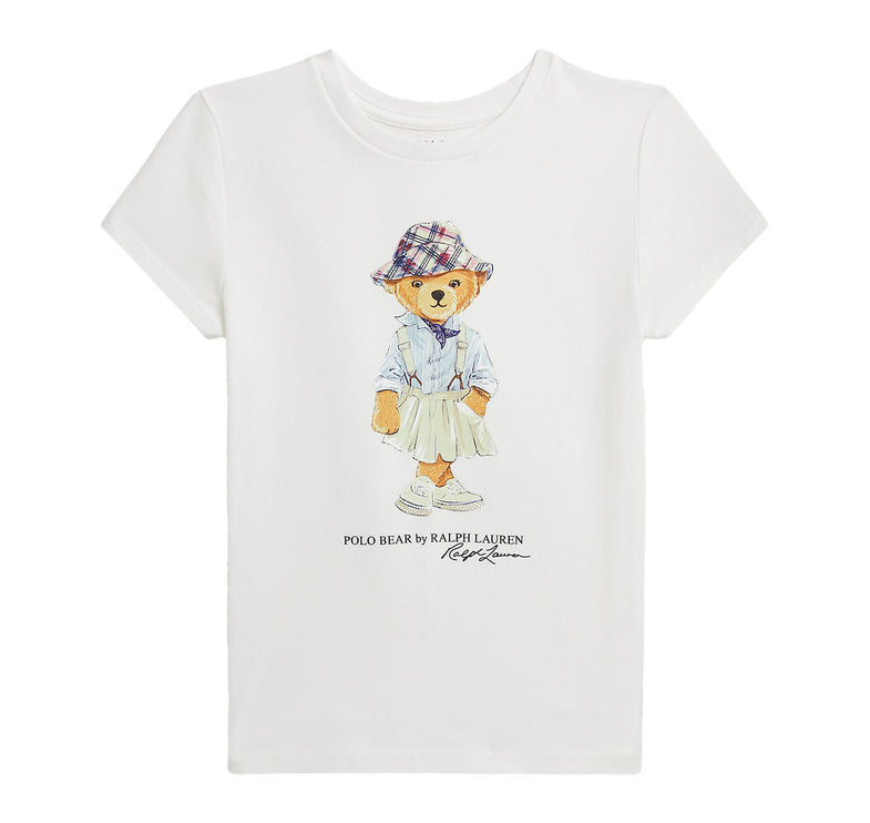 Polo Ralph Lauren Girl's Polo Bear Cotton Jersey Tee Deckwash White