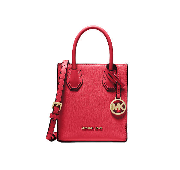 Michael Kors Women's Mercer Extra Small Pebbled Leather Crossbody Bag Bright Red