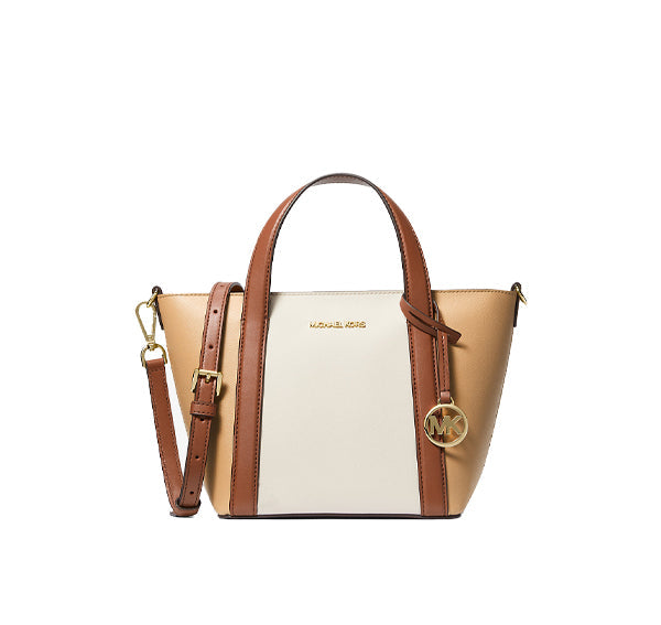 Michael Kors Women's Pratt Small Color Block Tote Bag Camel Multi