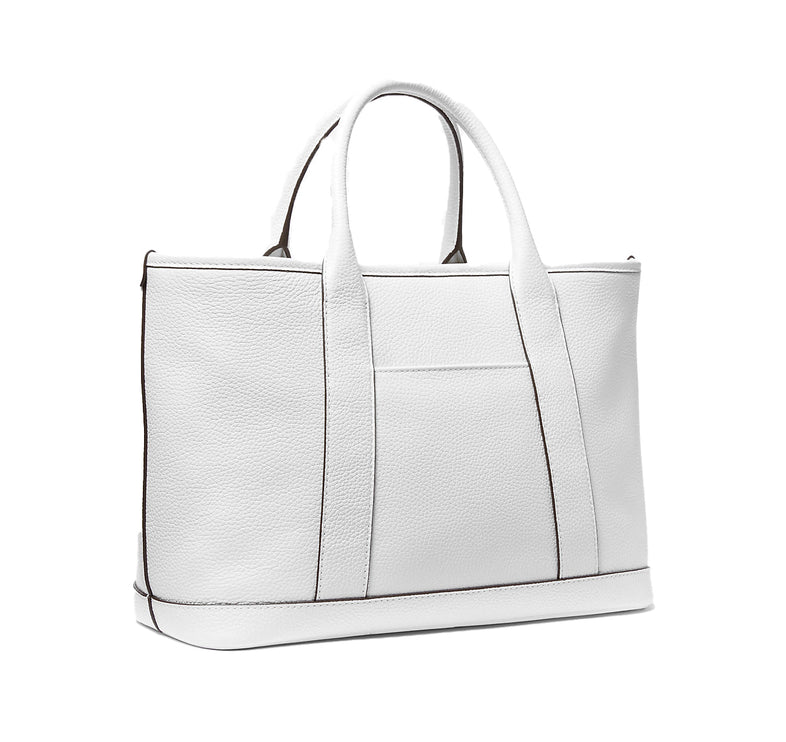 Michael Kors Women's Luisa Medium Pebbled Leather Tote Bag Optic White