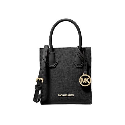 Michael Kors Women's Mercer Extra Small Pebbled Leather Crossbody Bag Black/Gold