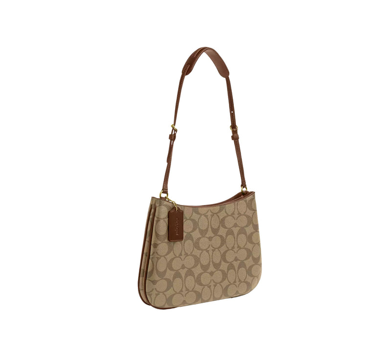 Coach Women's Penelope Shoulder Bag In Signature Canvas Gold/Khaki Saddle 2