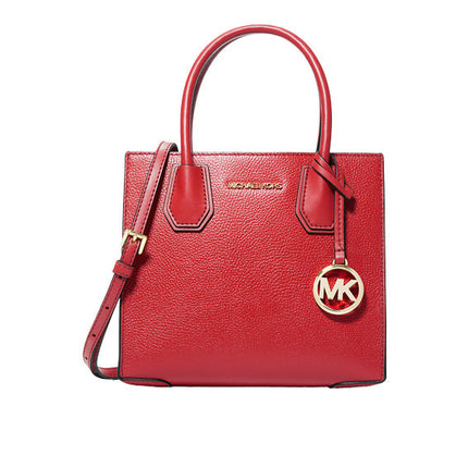 Michael Kors Women's Mercer Medium Pebbled Leather Crossbody Bag Bright Red - Ready to Ship