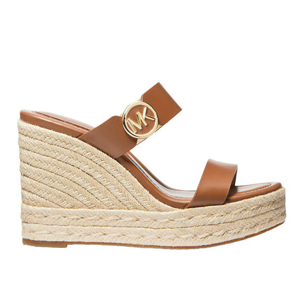 Michael Kors Women's Lucinda Leather Wedge Sandal Luggage