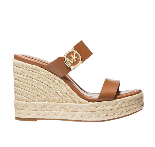 Michael Kors Women's Lucinda Leather Wedge Sandal Luggage