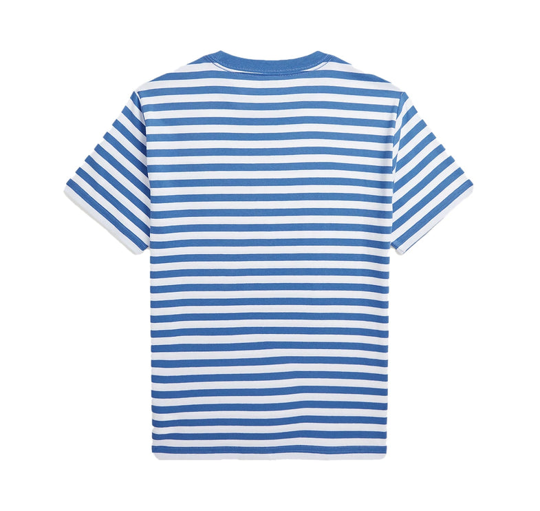 Polo Ralph Lauren Boy's Polo Bear Striped Cotton Jersey Tee New England Blue - Ready to Ship