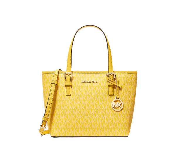 Michael Kors Women's Jet Set Travel Extra Small Logo Top Zip Tote Bag Golden Yellow